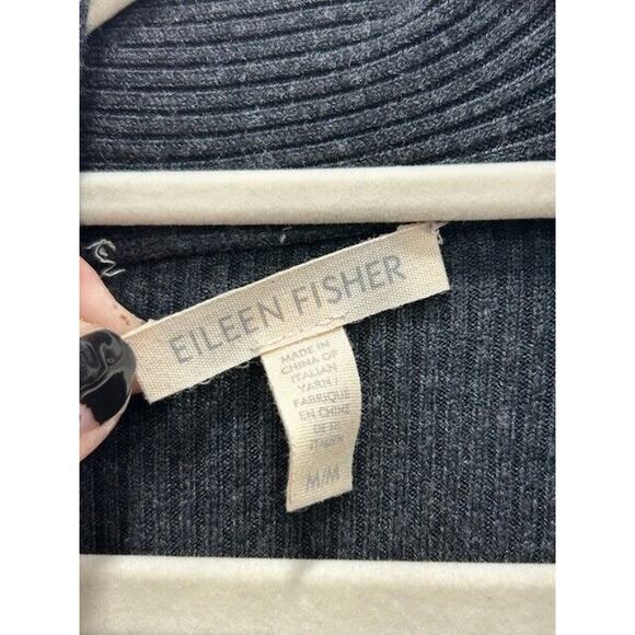 Eileen Fisher Womens Longline Cardigan Open Front Knit Long Sleeve Gray Size M - Picture 6 of 9